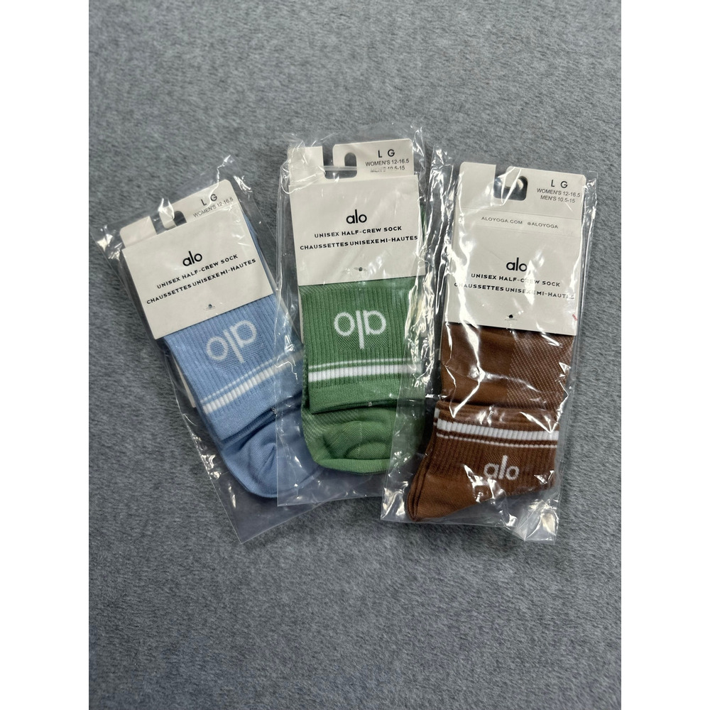 Alo Yoga Unisex Half-Crew Throwback Athletic Socks Large 3 Pair
